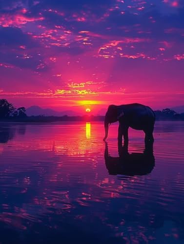 Diamond painting éléphant 40x50cm avec kit complet de broderie diamant 5D