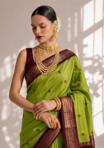 HerClozet maroon soft silk saree in soft silk – image 5