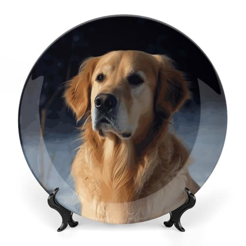 Plato Decorativo Golden Retriever de Porcelana 7in miniatura 1
