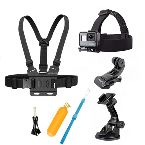 Image of Action Pro Kit Chest Belt Head Strap j Hook Bobber Suction Cup Compatible with GoPro 13 12 11 10 9 8 7 6 5 SJCAM Yi 4K Eken Action Camera