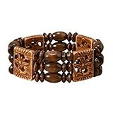 xuzhiyuan Bohemian Wooden Bead Bracelets Boho Colorful Handmade Elastic Stretch Bracelets Design for Women Summer Beach Festival Jewelry (BrownB)