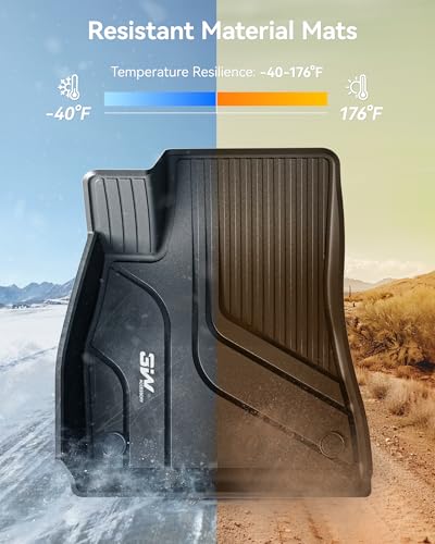 Image of 3W Floor Mats and Trunk Mat for Tesla Model 3 2021-2023 | Full Set All-Weather TPE Floor Liner, Custom Fit Model 3 Accessories, Black, Over 10 Years Lifespan