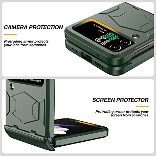Vizvera For Samsung Galaxy Z Flip 4 Case With Hinge Protection, Flip Z 4 Full Cover Case- Silicone Protect Shockproof Case For Samsung Galaxy Z Flip 4 2022-Alpine Green #TOP3