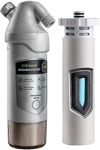miniwell L720-Plus Shower Filter System-for Bathroom Hard Water and Well -Remove Chlorine & Heavy Metals & Sediments impurties- Good for Skin & Hairs