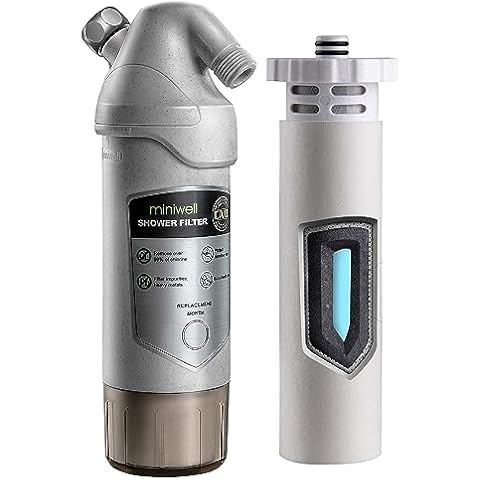 miniwell L720-Plus Shower Filter System-for Bathroom Hard Water and Well -Remove Chlorine & Heavy Metals & Sediments impurties- Good for Skin & Hairs Cover