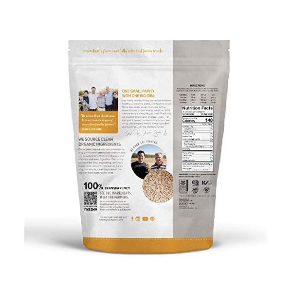 One Degree Organic Foods Sprouted Rolled Oats, USDA Organic, Non-GMO Gluten Free Oatmeal, 24 oz., 4 Pack