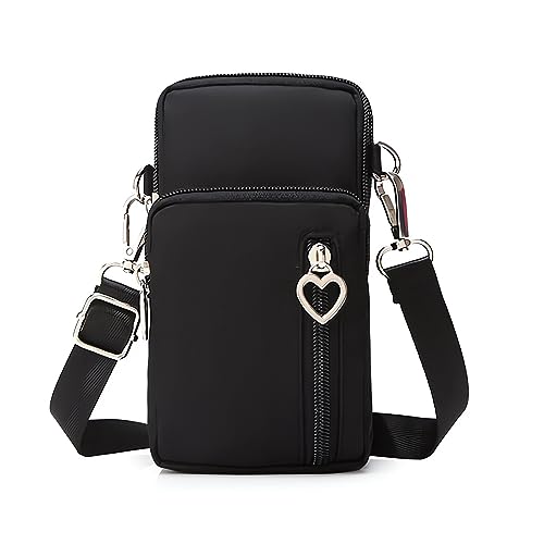 Ianulus Liten mobiltelefonaxelväska för kvinnor, mobiltelefon axelväska, mobilväska för upphängning damer, mobilväska med axelrem, för män kvinnor (svart), svart