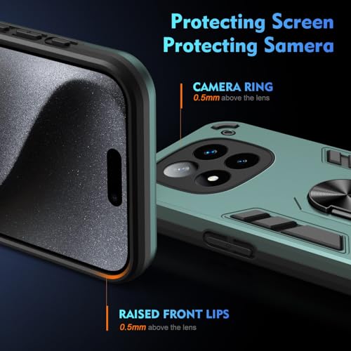 Image of ShieldTech PC Back Cover Case for Redmi Note 14 Pro Plus 5G | Ring Stand | Camera Protection | Green Mobile Phone Back Cover Case for Redmi Note 14 Pro Plus 5G | Green Back Cover