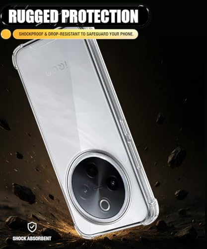 Image of WOW IMAGINE Ultra-Hybrid Crystal Clear Back Case for iQOO Z10 5G | Vivo T4 5G | Shockproof Design | Camera Protection Bump | Hard Clear Mobile Back Cover with Cushioned Edges - Transparent
