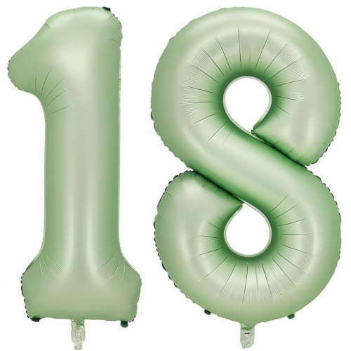 Image of Sage Green Number 18 Balloon,18 Balloon for Birthday Party Decorations