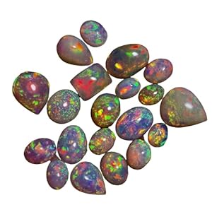 GEMWORLDJAIPUR AAAA Opal cabochons, Natural Opal Loose Cabochons, Ethiopian Opal Loose Gemstone cabochons, natural opal for jewellery making, Wirewrapping (4-6 MM 2 Carats 7-10 Pieces)