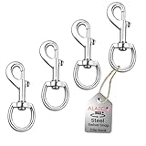4pc ALAZCO Superior Quality 3 Inch by 3/8-Inch 70 Lbs Round Steel Swivel Eye Bolt Snap Hook, Nickel Plated