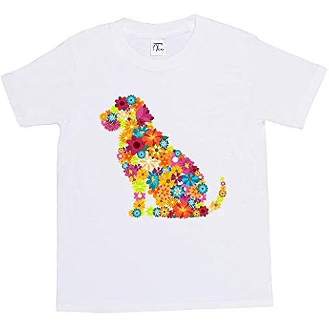 1Tee Girls Dog Silhouette Floral T-Shirt Cover