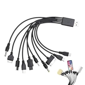 10 In 1 Universal Charging Cable, Multifunctional USB Phone Charger Cable for Many Adapters Compatible With Samsung Lg Huawei Zte And Sony Ericsson Nokia Psp USB Charging Cables