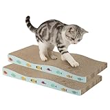 Katzen Kratzbrett, 2 Stück Kratzpappe für Katzen, Wellenförmig Kratzmatte Katze, Naturkarton für Krallenpflege