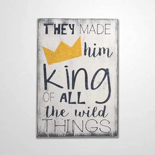 Wooden Signs/Inspirational Farmhouse Wall Plaque Sweet Where The Wild Things are Nursery Wood Sign Kitchen Cafe Pub Decor, Wood wal Art, Rustic Wood Decor Gift 8x12 INCH