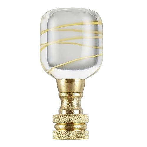 Image of Aspen Creative 24024-21, Clear with Yellow Line Glass Lamp Copper, 2 inch Tall Finial, Clear & Yellow