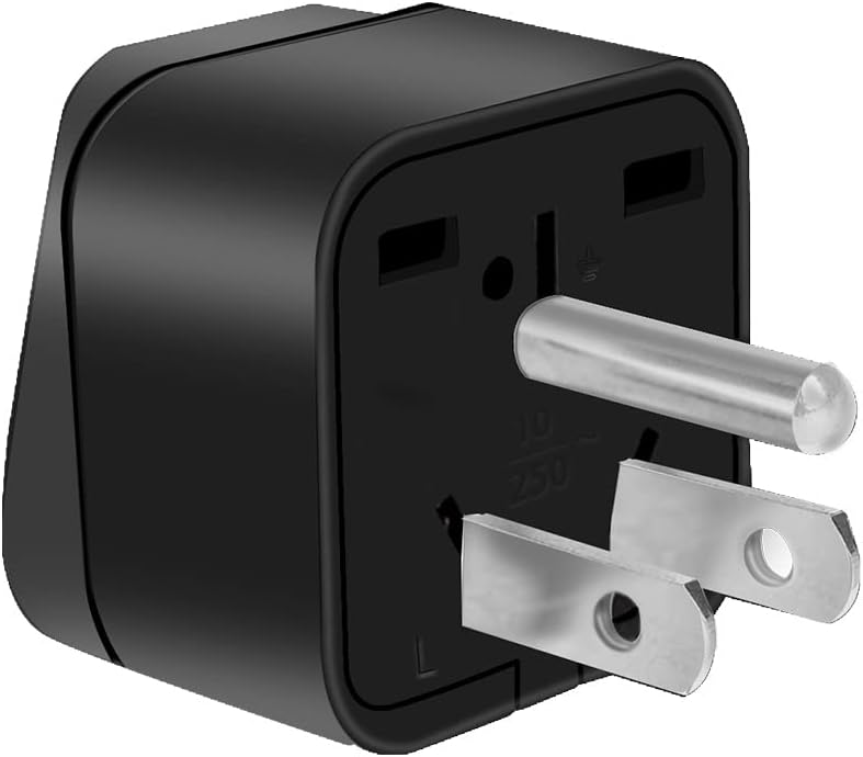 20PCS UK/AU to USA Travel Adapter Plug,3-Prong Grounded NEMA 5-15P,10A/250V Power Converter for Laptop,Camera,Charger (Black)