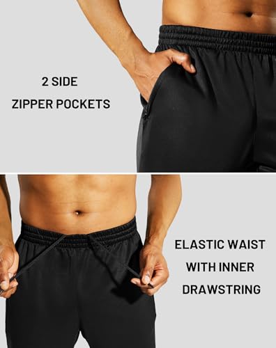 MIER Men’s Sweatpants with Pockets, Athletic Training Track Jogger, Soccer Warm-up Pants with Zipper Ankle3