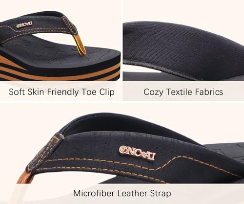 Image of ONCAI Women's Platform Wedge Flip Flops Trendy Dressy Womans Summer Flatform Chunky Heel Sandals with Comfortable Walking Outdoor Rubber Soles (US Size 5-11)