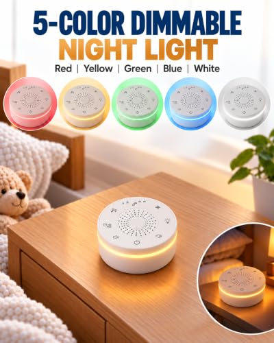 Portable White Noise Machine, Rechargeable Sound Machine for Sleep | 30 sounds, 5-color night light, 32 volume levels, 30/60/90-minute timers, memory, child lock, USB-C charging and lanyard - image 6