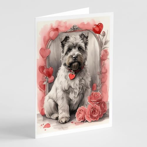 Caroline's Treasures DAC4378GCA7P Bouvier des Flandres Valentine Roses Greeting Cards Pack of 8 Blank Cards with Envelopes Whimsical A7 Size 5x7 Blank Note Cards