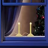 1 Light Electric Window Candles, 2 Pack Plug in Christmas Electric Candle Lights with 4 C7 5W Clear Bulbs for Window Table Christmas Night Light Home Decoration- Ivory