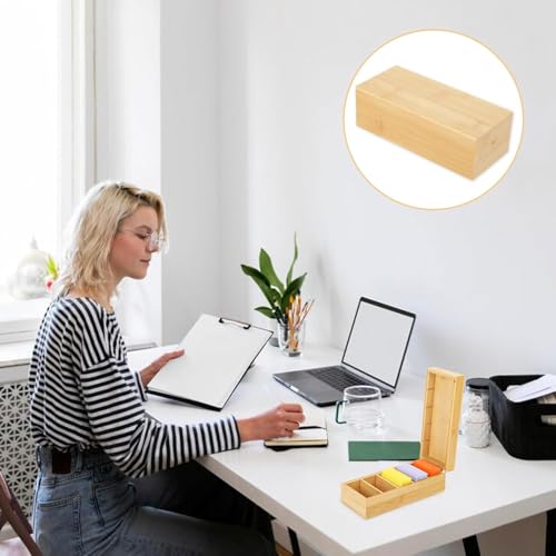 BEIMEIII A8 Aarteikarten Box Holz mit Deckel 22.2cm*9.5cm*7cm Klassische Lernkarteibox für Büro, Schulen und Heim