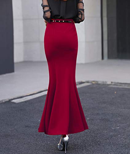 Femiserah Women's Bodycon Stretchy High Waist OL Fishtail Mermaid Long Maxi Skirt4