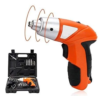 EBOFAB Cordless Rechargeable Handy Drill Screwdriver with Bits Holder Screw Bits Set & Adjustable Torque, 4.8 Volts 200 RPM