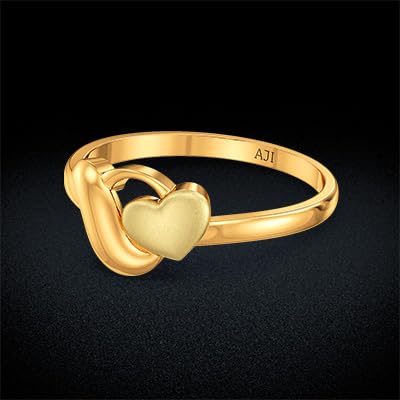Image of Joyalukkas 22KT Stylish Heart Design Gold Ring | Gift For Kids & Girls |BIS & HUID Hallmarked