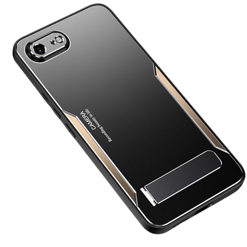 Coque ultra-fine pour iPhone 17E en métal givré or avec béquille