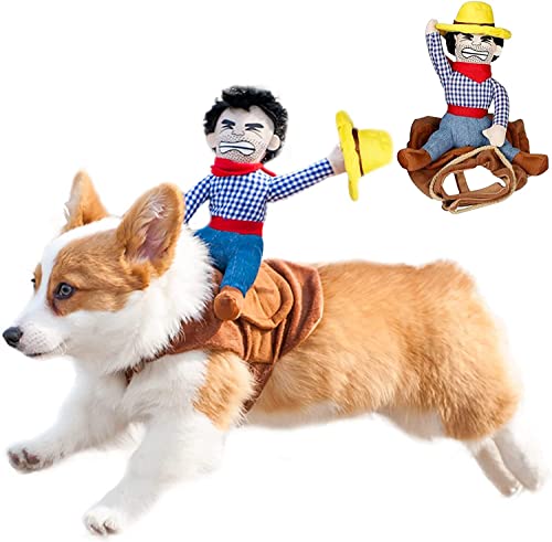 Halloween Cowboy Rider Dog Costume - Pet Dog Cat Halloween Suit Outfits For Dogs Cats Knight Style Doll Clothes For Halloween Christmas Cosplay Party Funny Costume (Large) #TOP4