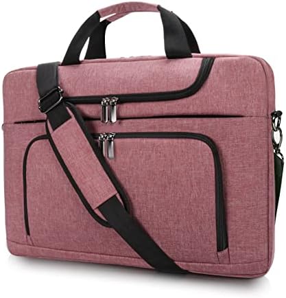 BERTASCHE Laptop Bag 17.3 inch for Women Computer Bag Laptop Case for Work Travel Business Briefcase w/Shoulder Strap,Rose Red
