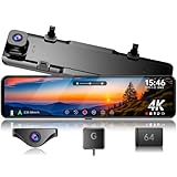 JADO ドライブレコーダー ミラー型 4K 12インチ ドラレコ 前後カメラ リアカメラズーム機能搭載 デジタルインナーミラー IMX415センサー HDR/WDR搭載 夜間撮影 Type-C電源 駐車監視 タイムラプス 170°超広角 地デジ干渉対策済み LED信号機対応 64GBメモリーカード付き G850-ST