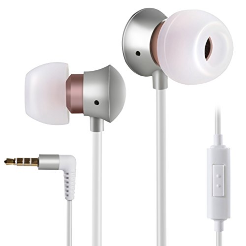 Macrimo In-Ear-Kopfhörer, High-Definition-Stereo-Hände frei Kopfhörer gehören Mic für iPhone Samsung Smartphones Tabletten MP3-Player mit 3,5 mm Stecker, weiß