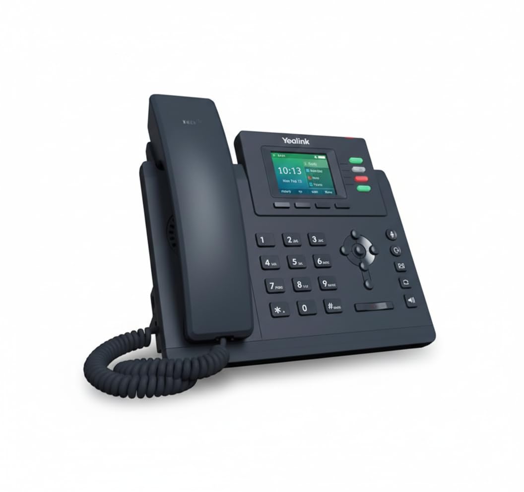 T33G IP Phone - Power Adapter Included - 4 VoIP Accounts. 2.4-Inch Color Display. Dual-Port Gigabit Ethernet