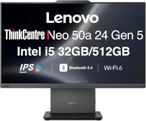 Image of Lenovo ThinkCentre Neo 50a Business All-in-One 24 inch IPS FHD Display (Intel i5-13420H, 32GB DDR5, 512GB PCIe SSD, Intel UHD, WiFi 6, Bluetooth 5.4, HDMI, Webcam, Win 11 Home)