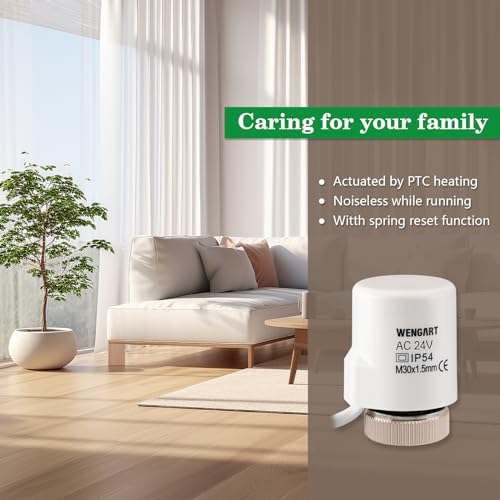 Wengart Thermischer Stellantrieb WG2203, ACDC24V Normalerweise Offen Fußbodenheizungsverteiler Fußbodenheizungsteile