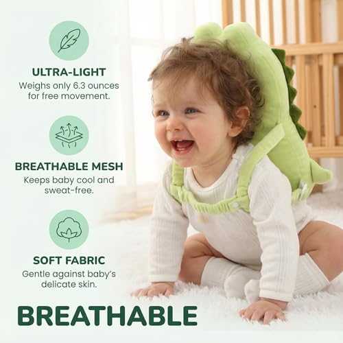 Image of Baby Head Protection Backpack - Soft Lightweight Fall Cushion for Toddlers During Crawling & Walking, Helps Ease Impact from Backward Tumbles(Dinosaur)