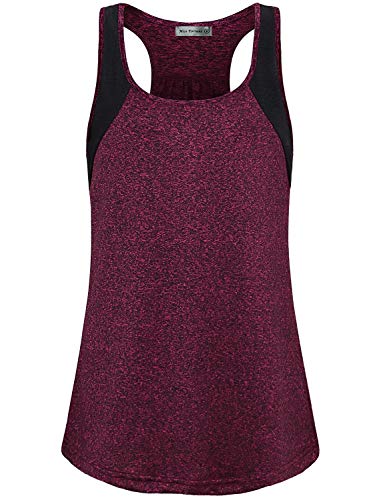 MISS FORTUNE Running Racerback, Plus Womens Sport Shirts Moisture Wicking Workout Yoga Tanks Exercise Tops Cool Hiking T-Shirt Basic Tunic Tank for Leggings 2X