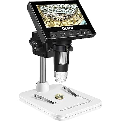 Coin Microscope, Dcorn 4.3 Inch LCD Digital Microscope with 32GB TF Card 10X-1000X Magnification Video Camera Handheld Microscope for Coin ObservationPCB Soldering, Windows Compatible