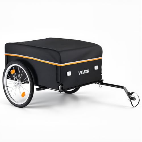 Image of VEVOR Bike Cargo Trailer, 88 /100 /130 /160 lbs Load Capacity, Heavy-Duty Bicycle Wagon Cart, Foldable Compact Storage with Universal Hitch
