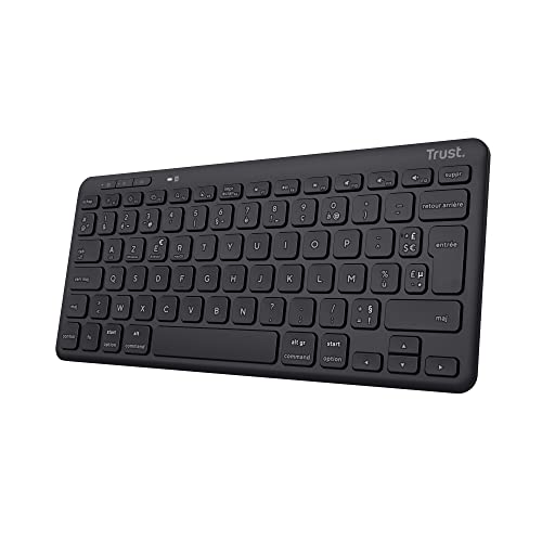 Trust Lyra Clavier sans Fil Bluetooth, AZERTY Français, 85% Plastique Recyclé, Mini Clavier Rechargeable Multi-appareils pour PC, Ordinateur Portable, Mac,...