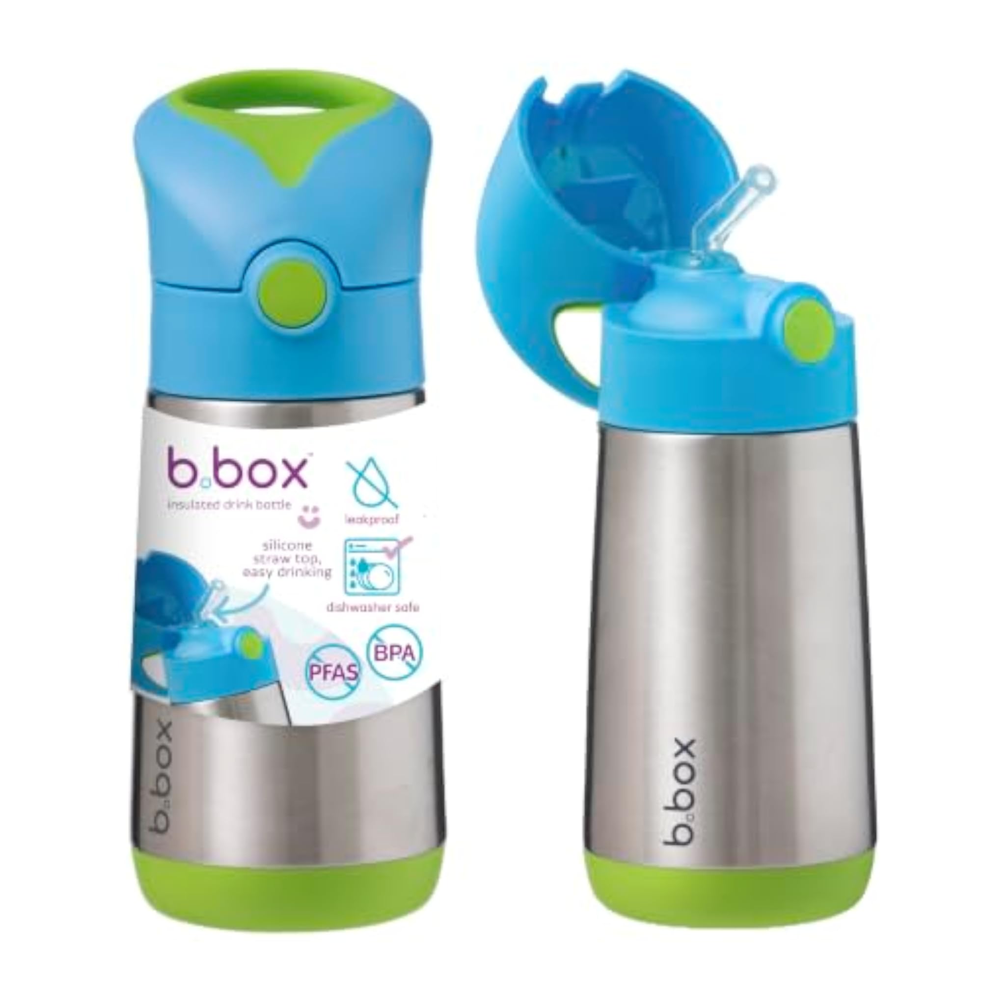 Insulated Straw Sipper Drink Water Bottle, 350ml