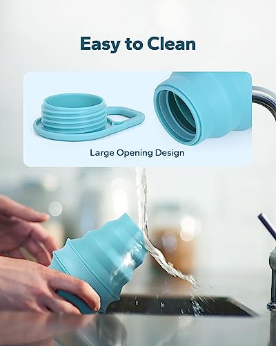 Bottlebaboon Collapsible Water Bottles, Foldable Water Bottles For Travel, Ultra-Packable Collapsable Water Bottle, Silicone Water Bottle, Portable Collapse Water Bottles For Travel (17.5Oz, Blue) #TOP4