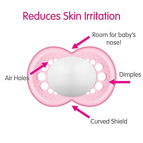 Image of MAM Original Matte Baby Pacifier, Nipple Shape Helps Promote Healthy Oral Development, 2 Pack, Girls, 16+ Months