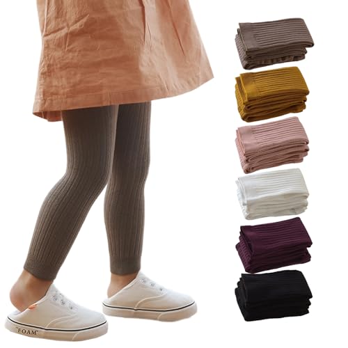 Image of Looching 3/6 Pack Toddler Baby Cable Knit Ankle Leggings Pants Footless Winter Tight Stockings for Girls