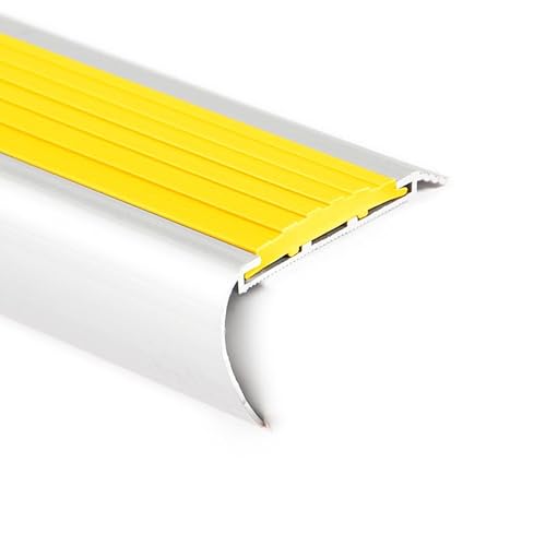 Nez de marche rond en aluminium jaune L x l x H = 1 500 x 65 x 35 mm – L = 1,5 m – Protection des bords d'escalier – Profilé d'escalier