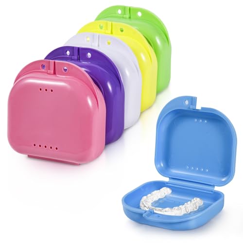 WSSROGY 6 Pack Retainer Case Container Holder, Colorful Orthodontic Mouth Guard Holder Case Aligner Case with Vent Holes for Daily Use